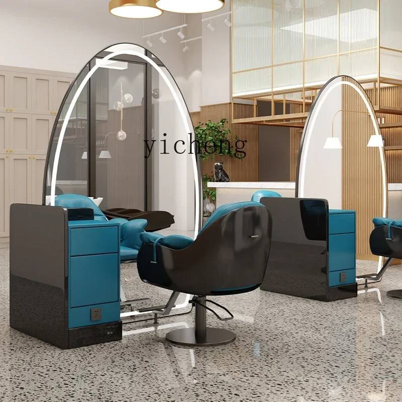 AA Integrated floor mirror hair salon hairdressing single-sided double-sided fashion barber shop mirror table with cabinet