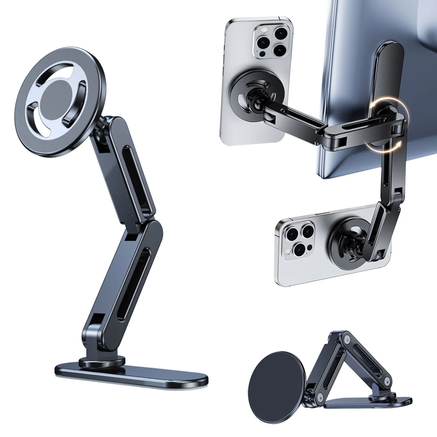 Auto verstellbarer langer Arm magnetischer Telefonhalter Fahrzeug 360° ° Drehständer-Handyhalterung für Armaturenbrett/elektronischer Bildschirm/Schreibtisch
