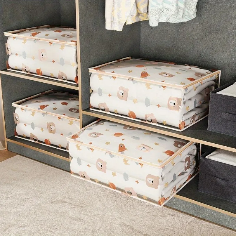 Open Front Clear Clothing Storage Box Thickened PVC Foldable Storage Tote Home Wardrobe Underbed Organizer