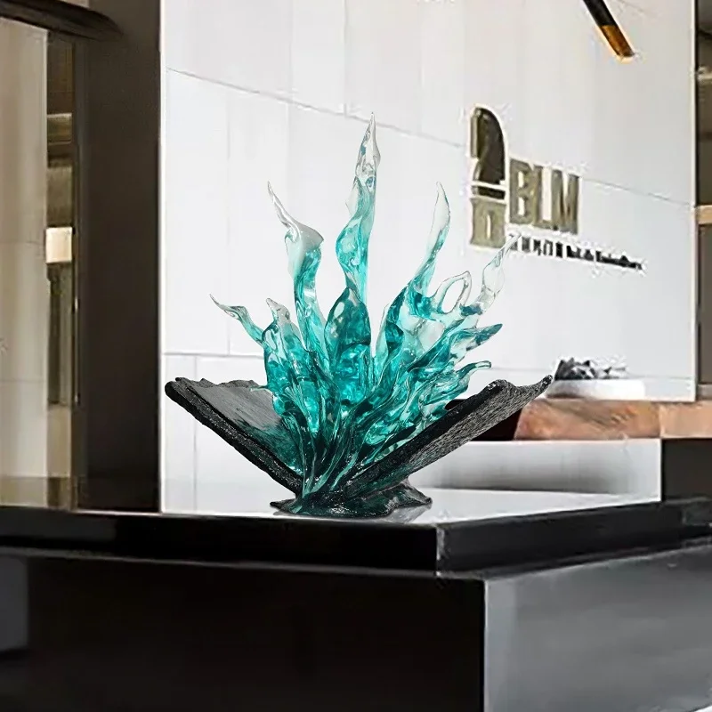 Transparent Resin Sculptured Ornaments Decoration Hotel Lobby Front Entrance Abstract Creative Platinum Crystal Artwork