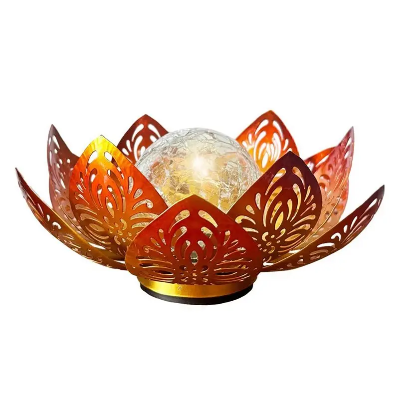 AB08-Solar Powered Iron Art Lotus Light Outdoor Plug-In Lawn Lamp Rainproof Decorative Landscape Courtyard Light