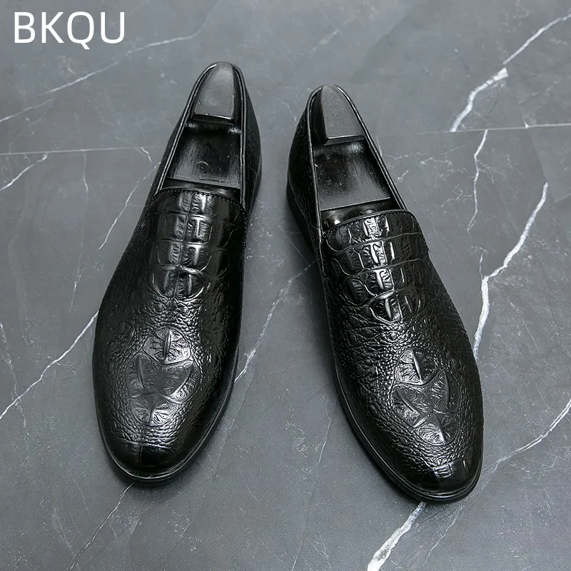 Men's Formal Wear Slip-on Leather Shoes New Elegant Men's Formal Shoes Spring Fashion Designer Men's Shoes Luxury Large Size