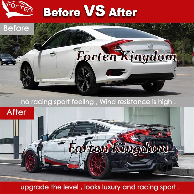 Spoilers de carro elétrico universal fibra carbono spoiler traseiro para honda civic sedan tronco traseiro do carro cauda boot spoiler asa