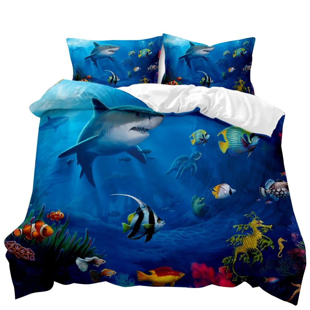 

Shark Duvet Cover Set Shark Ocean Marine Bedding Set Bedclothes Underwater Animal Pattern Queen King Size Qulit Cover