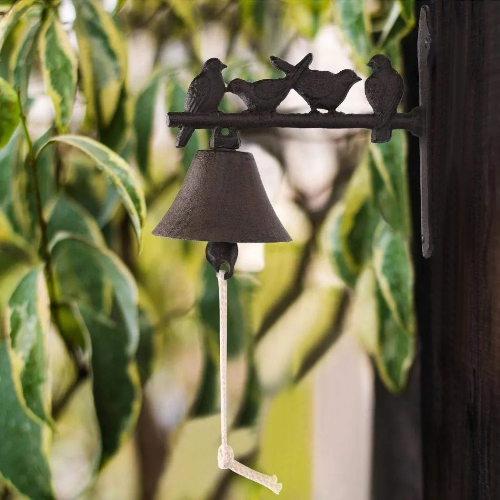 

1Set Rustic Cast Iron Door Bell Four Little Birds Vintage Antique Retro Style Outdoor Decor