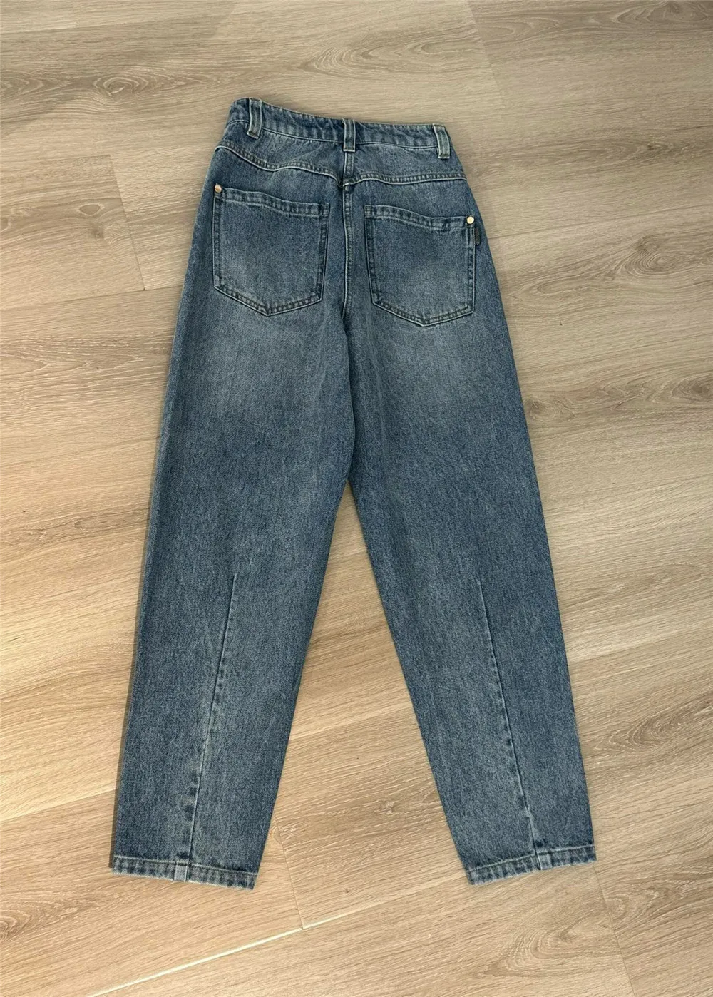 Dames Katoenen Jeans Hoge Taille Taps Toelopende Lange Jeans Kralen Decoratie Hoge Kwaliteit