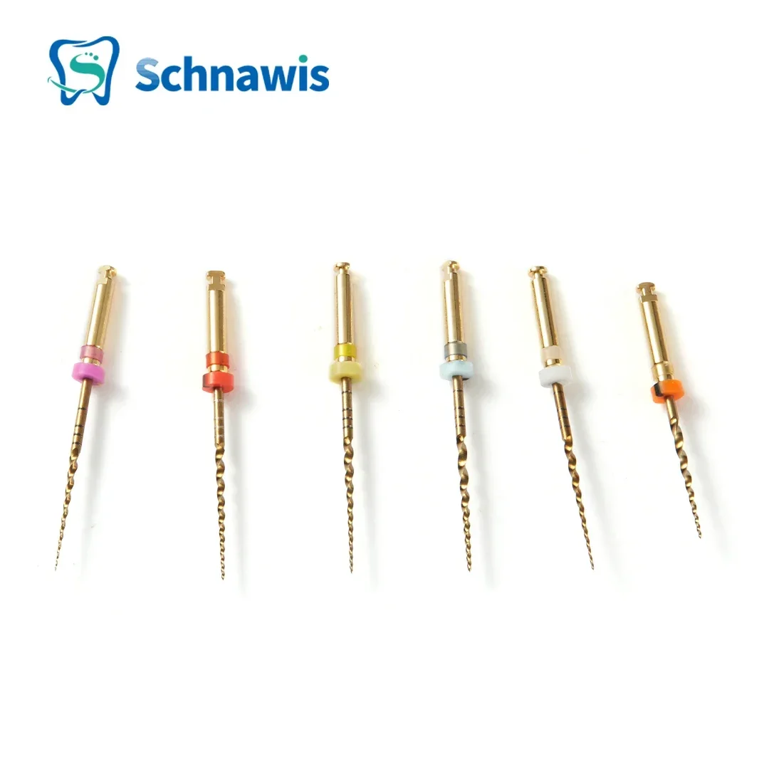 Dental Endo Rotary Files Gold Flexible Endodontic Root Canal File Heat Activation 6 pcs 25mm Niti Dentistry Set Nickel Titanium