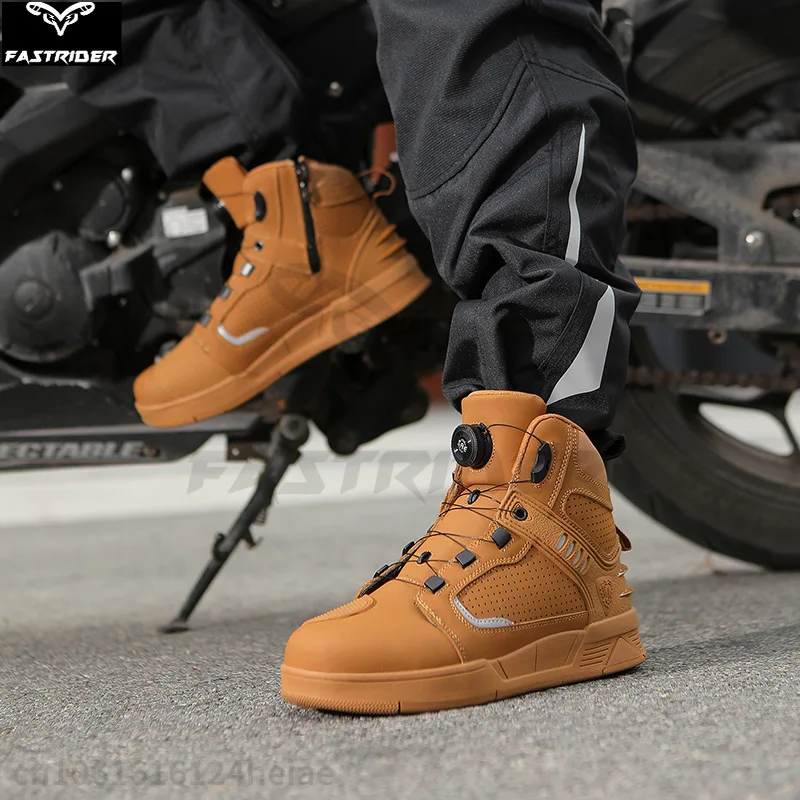 Four Seasons Motorcycle Riding Shoes Breathable and Wear Resistant Knight Motorcycle Boots Genuine Leather Road Racing Boots