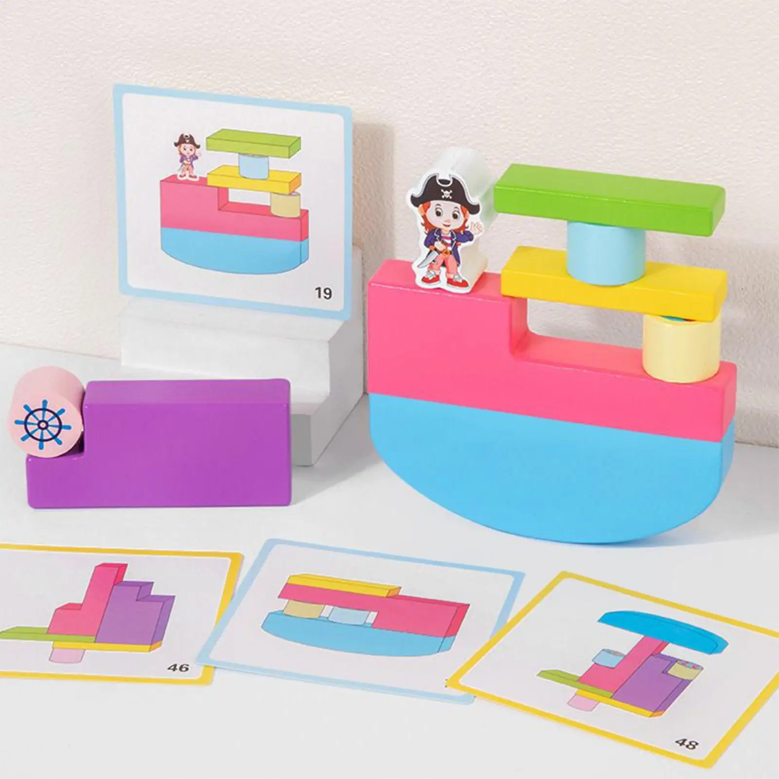 Bloques de construcción de juguete, juego de bloques de rompecabezas de equilibrio de madera, cubo de construcción sensorial educativo, juguete para adolescentes, niños y niñas