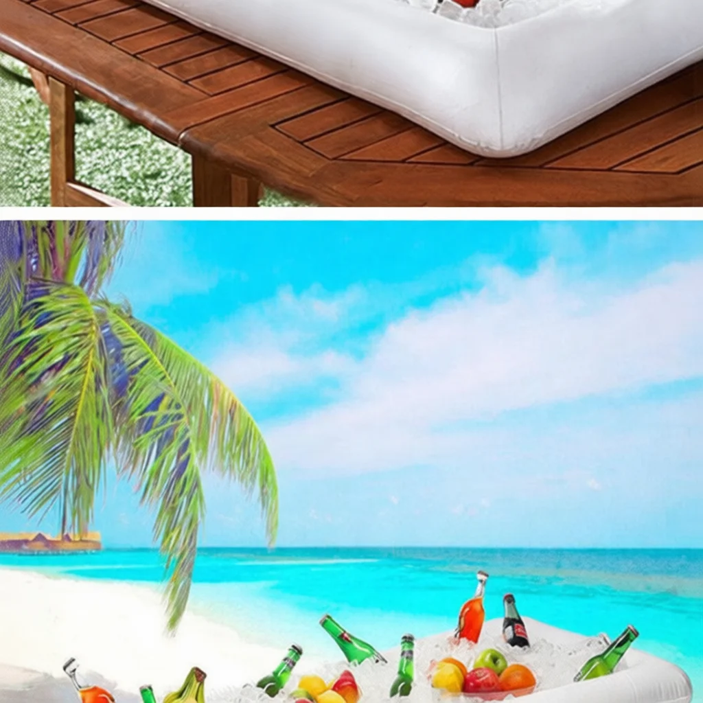 Inflatable Pool Floating Serving Bar Cooler Tray For Drinks Food Beer Water Party Summer Beach Picnic Accessories