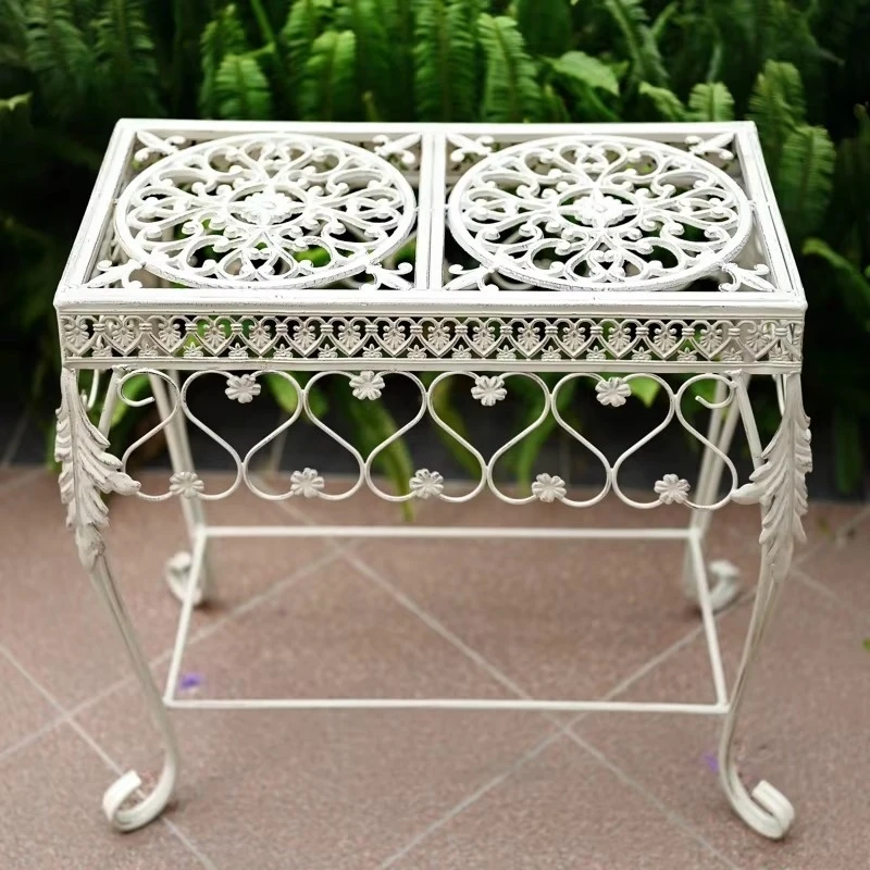 Garden patio balcony retro style cast iron table storage rack flower stand