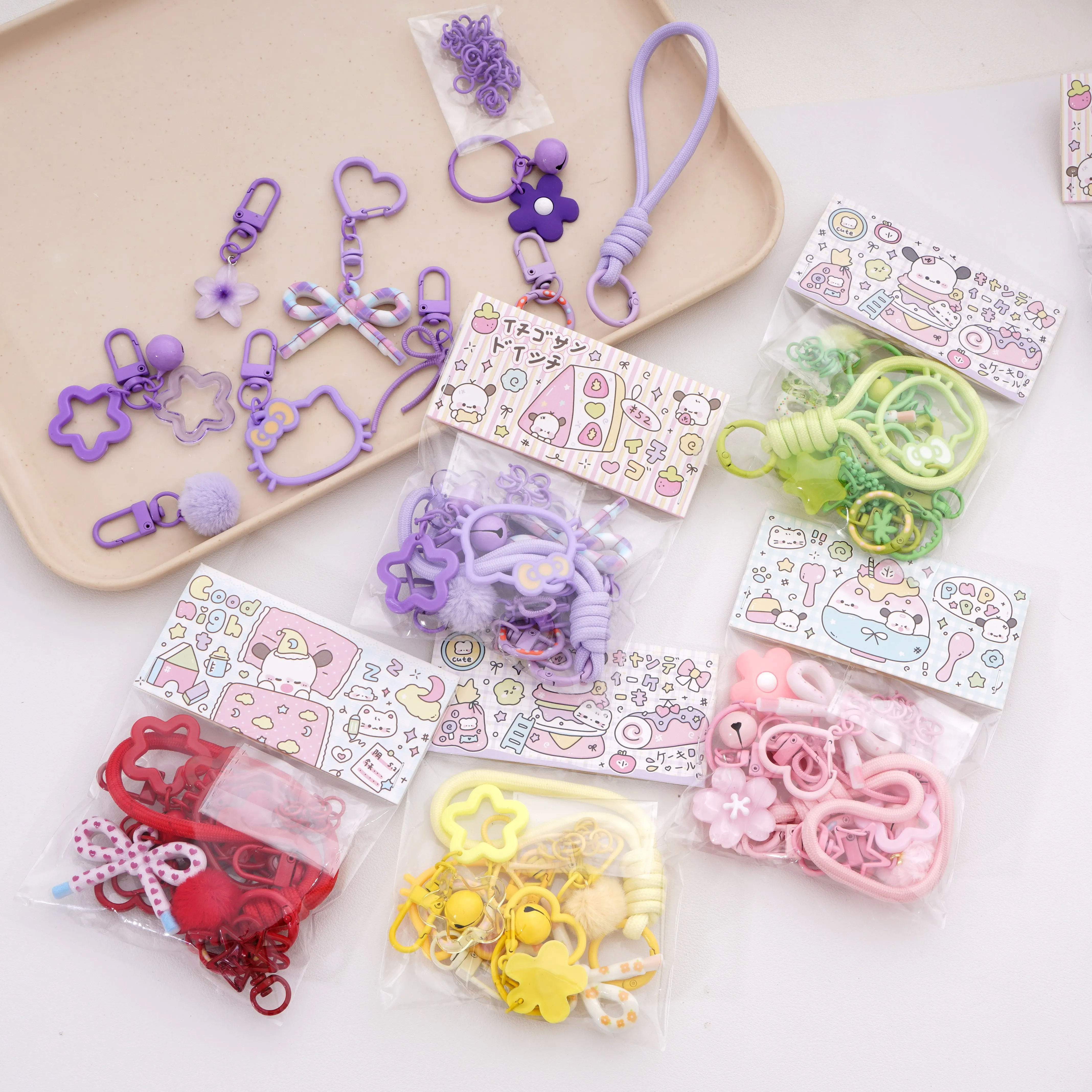 Mixed Style Metal Keychain with Lobster Clasp Colorful Keyring Spring Ring DIY Fuse Beads Bag Charm Jewelry Making Materials