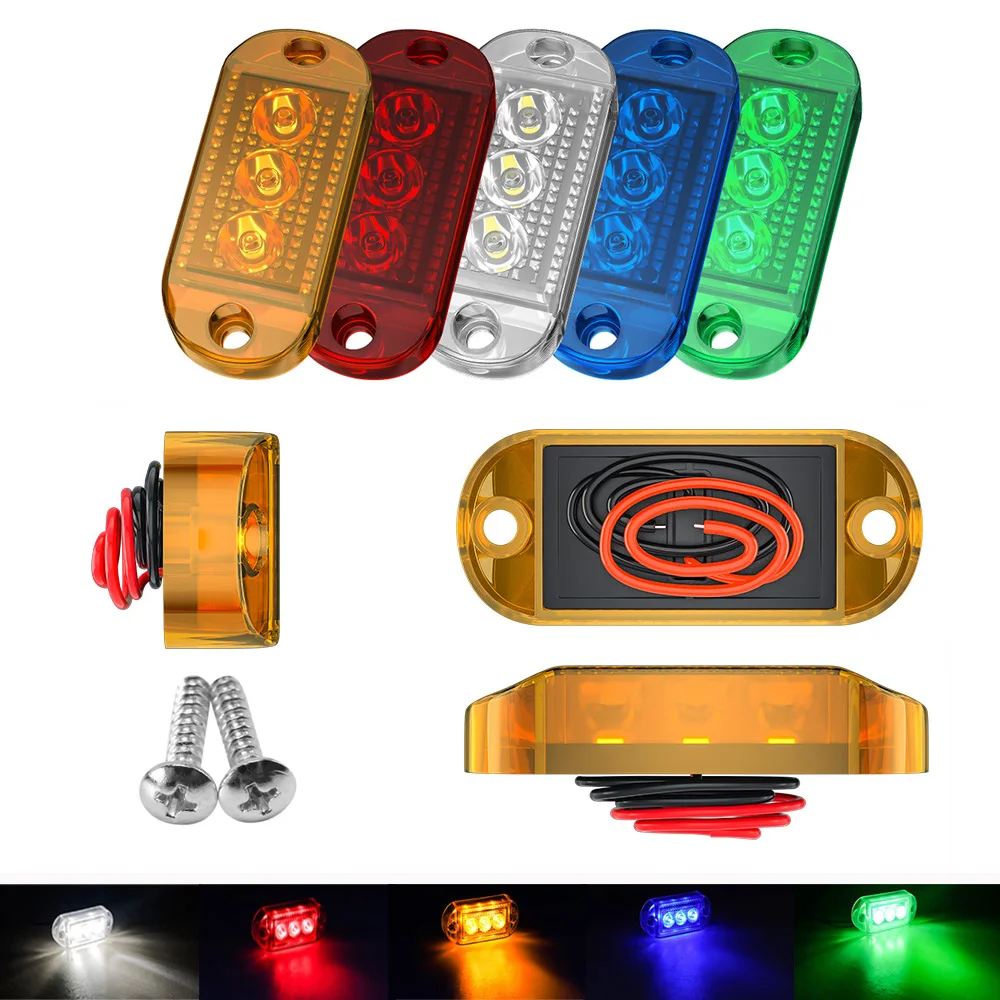 1PCS 12V/24V 3LED Trailer Side Marker Indicator Lights Truck Clearance Lights Yellow White Red Truck Turn Signal Lamp Car Lamp