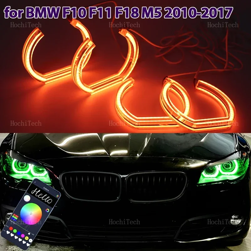 RGB colorful Angel Eyes Rings Led APP control Headlight DTM for BMW 5 series F10 F11 F18 520i 523i 528i 530i 535i M5 2010-2017