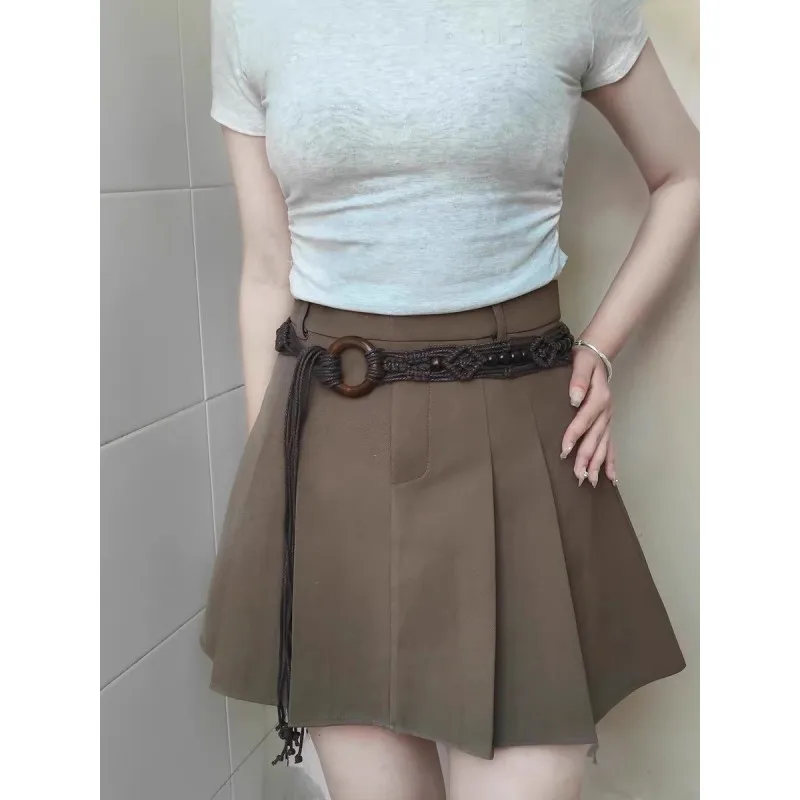 حبل شمع بإبزيم خشبي بوهيمي منسوج على الطراز العرقي مصنوع يدويًا حزام خصر نسائي من الخرز الخشبي، حبل خصر غير رسمي على طراز المنتجع