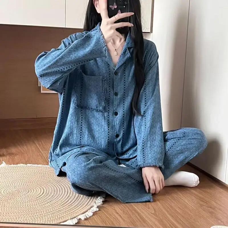 

Hot Lazy Wind Leisure Wear The Spring and Autumn Annals Women's Fashion Pajamas Wearable As Outerwear Loungewear Set Dopamine