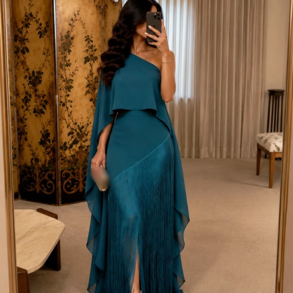 Customized Temperament One-shoulder Evening Gowns for Banquet Fringe Long Dresses High Quality Wedding Party Dress Formal