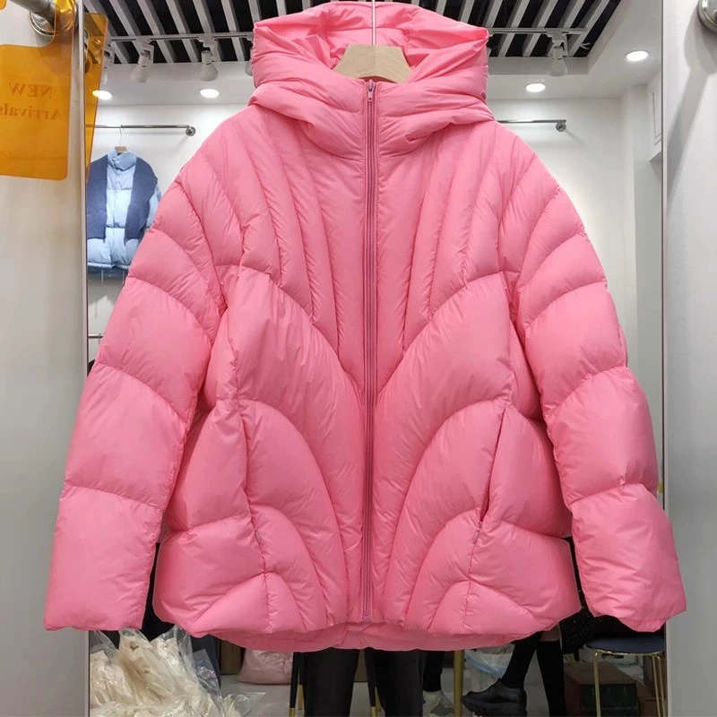 شتاء جديد المرأة سميكة الدافئة فضفاضة بطة بيضاء أسفل مقنعين أسفل سترة y2k عالية الجودة المألوف بسيط سترة الخبز عادية