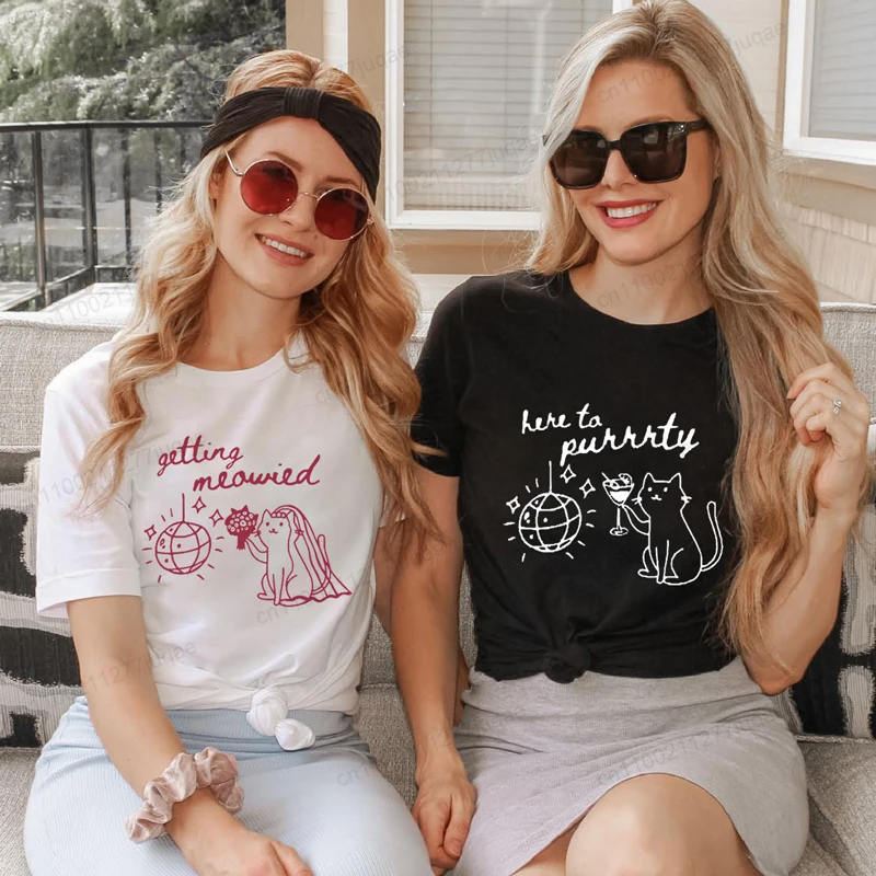 Camiseta de despedida de soltera con temática de gatos, camisetas para fiesta de solteras, camisetas para amantes de los gatos, camisetas para boda, camisetas para fiesta de despedida de soltera con gatos