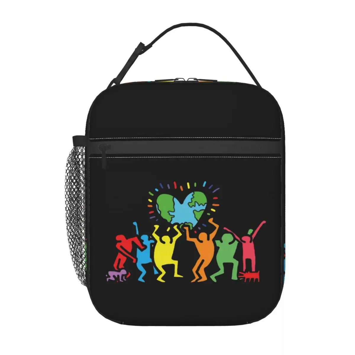 Haring Geometric Graffiti Insulated Lunch Tote Bag  Keith Abstract Art Resuable Cooler Thermal Bento Box Kids School Children