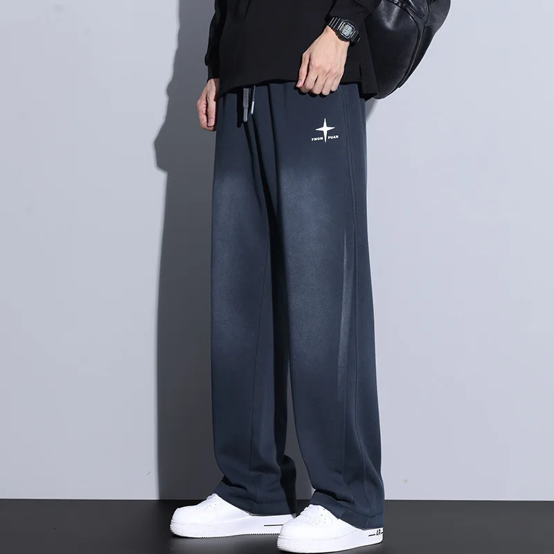 High Quality Men's Sports Pants Cotton Feel All New Wide Leg Casual Pants Adult Gentleman Comfortable Loose Senior High-end