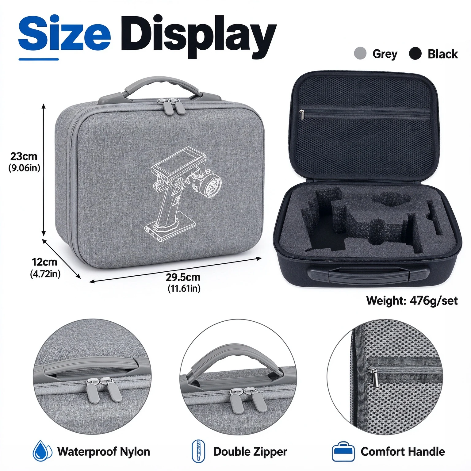Waterproof EVA Carrying Bag for Noble NB4 RC Remote Controller Handbag Smooth Zipper Storage Protective Case RC Model Accessory