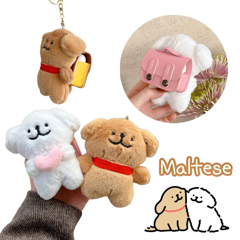 ل AirPods Pro 2nd حافظة لطيف أفخم المالطية الكلب غطاء من البولي يوريثان ل AirPods 4 3 2 زوجين سلاسل المفاتيح سماعة شحن صندوق قلادة هدية