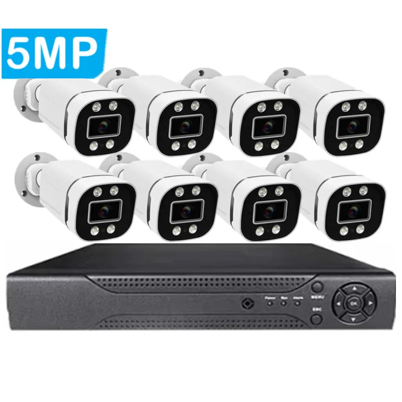 Système de caméra de sécurité CCTV HD, 4 canaux, 8 canaux AHD, 2MP, 5MP, kit DVR de sécurité pour l'extérieur, la maison et le bureau