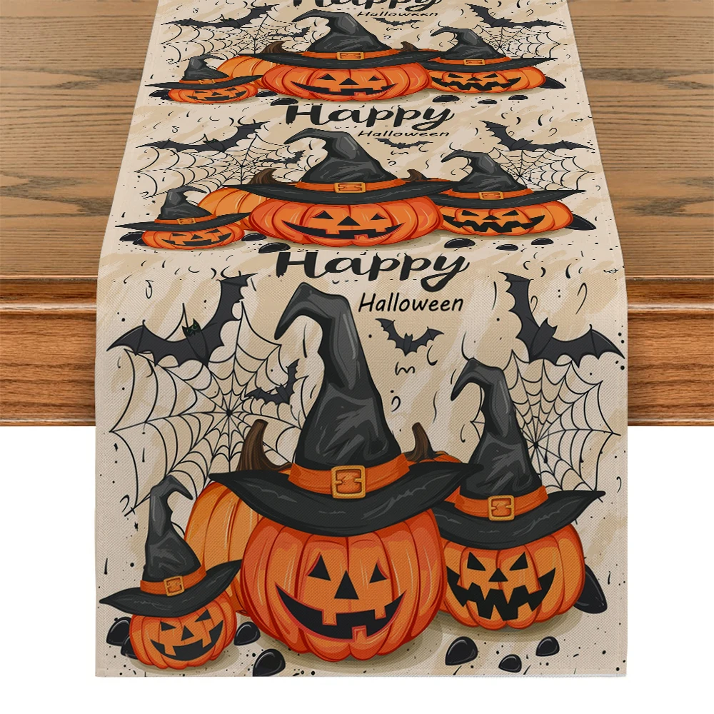 Halloween Pumpkin Hat Dwarfs Table Runners Dresser Table Decor Reusable Kitchen Dining Table Runner Party Decor