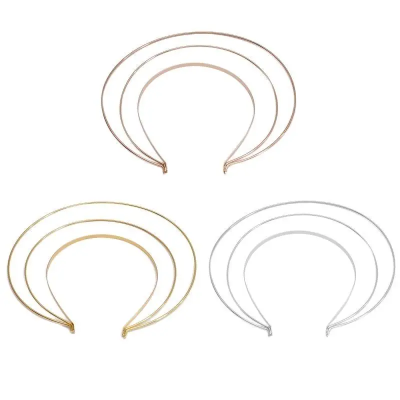 

652F Gold Silver for Head Band Metal Hairwear Hair Bands Blank Base Setting for Women Wedding Jewelry Making Components DIY