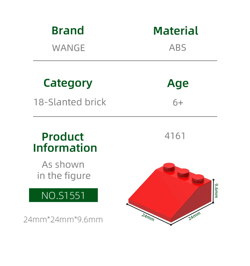 Wange 50 buah/lot 4161 blok bangunan Moc aksesoris konstruksi cocok dengan batu bata mainan anak-anak kotak hadiah