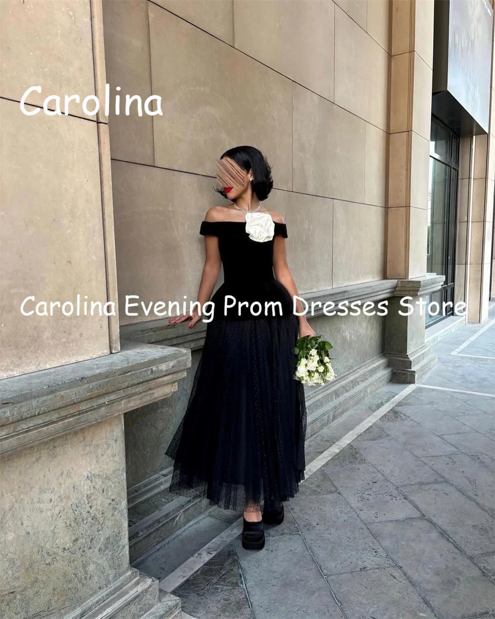 Carolina Tulle A-line Off-the-shoulder Ankle Length Luxury Prom Gown Evening Formal Elegant Pretty Party Dress for Women 2023