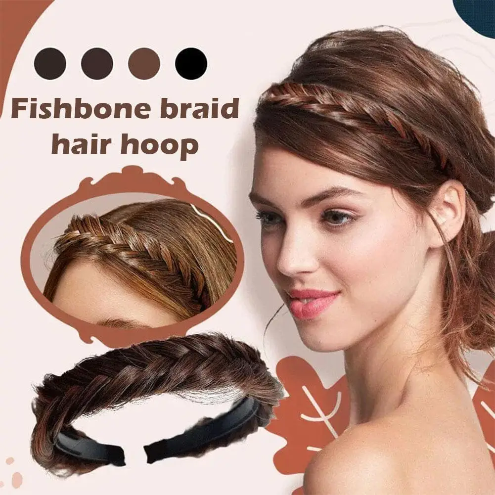 Hair Braid Headband Wide Bezel Hair Hoop Multi-layer Chunky Braided Fake Knot Plaited Headband Cross Headband Thick H6D6