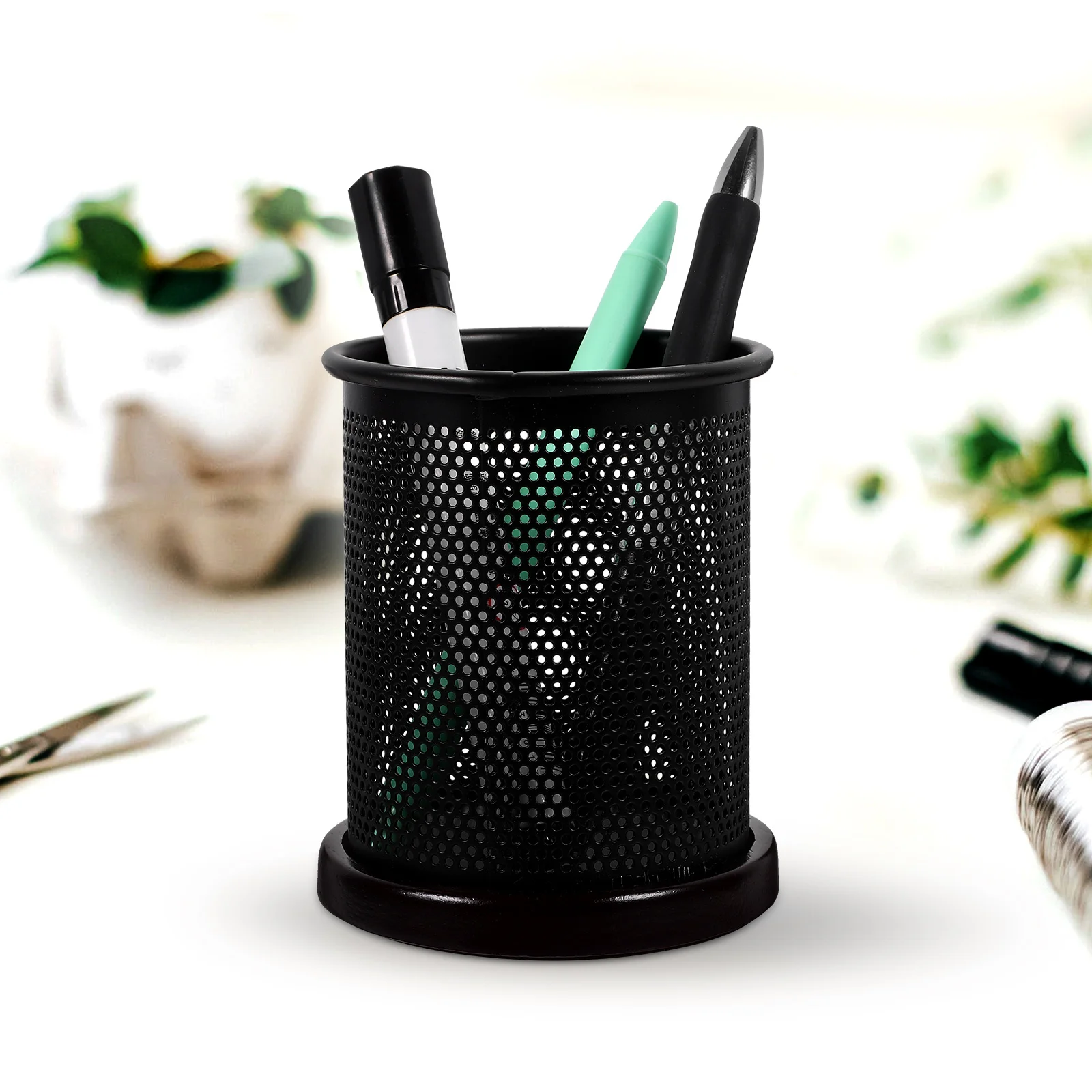

Metal Mesh Pen Holder Hollow Out Desk Organizer Pencil Storage Cup For Office School Stationery Container Desktop