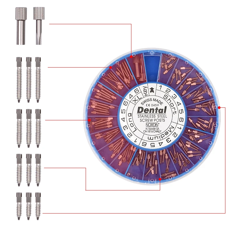 

120pcs/box Dental Endodontic Conical Screw Post Endo Root Canal Pins Pure Plated Quartz Material Stainless Steel