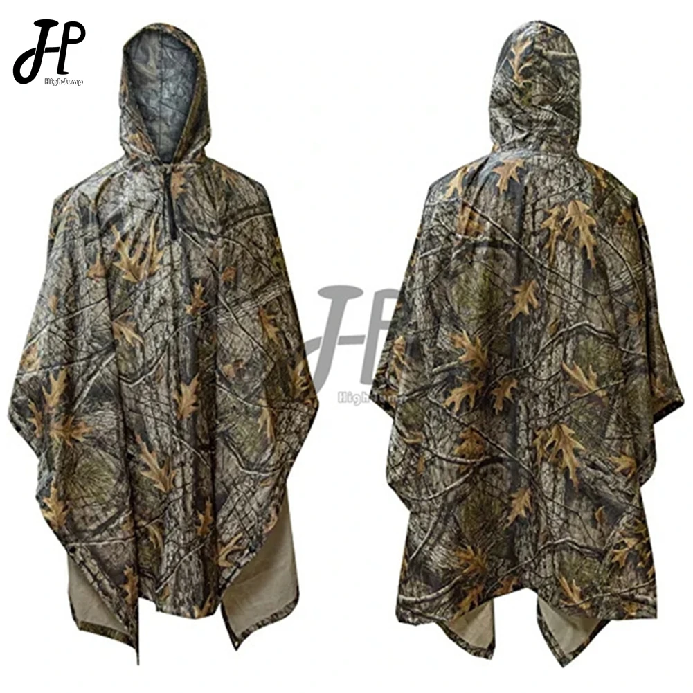 Waterproof Poncho Military Raincoat PVC+PU Coating Camping Hiking Rainproof Tactical Uniform Multi Use Camouflage Shelter Poncho