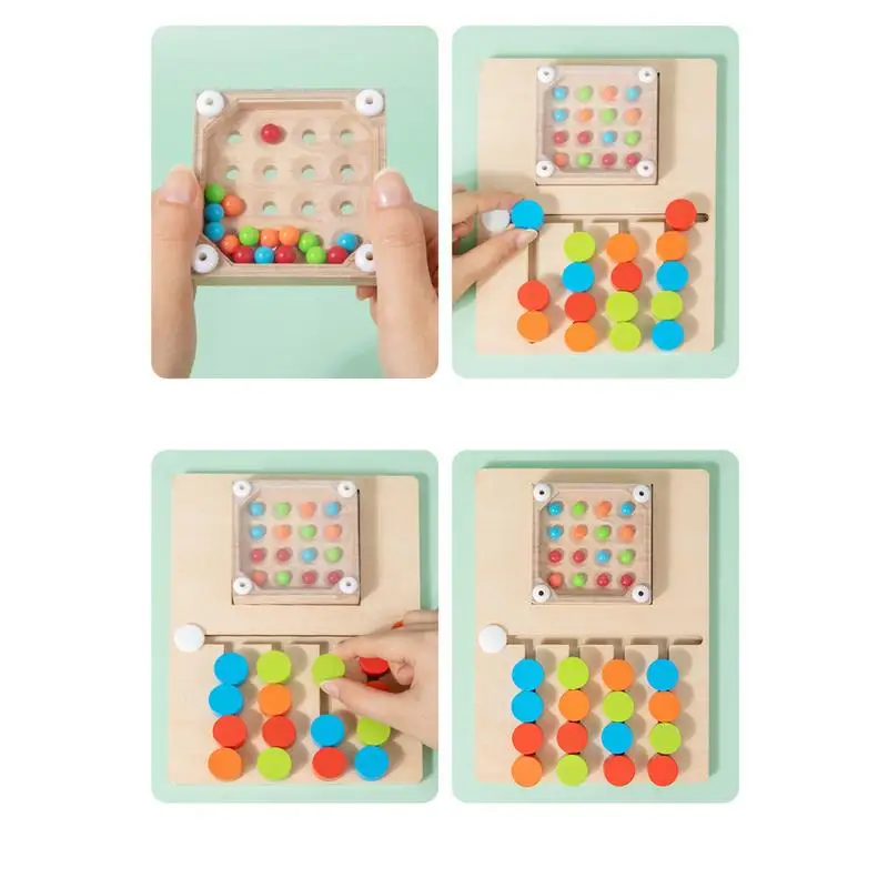 Giocattolo puzzle per diapositive Puzzle per diapositive in legno Colore e forma abbinati Giocatore singolo Battaglia Giocattolo da tavolo con movimento a quattro colori per la scuola materna