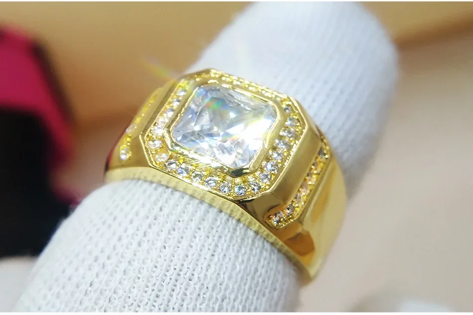 Fashion Weeding Rings for men Genuine Austria Crystal 18KRGP Gold Color anel For Women New Sale Hot full size 8 9 10 11 12 13