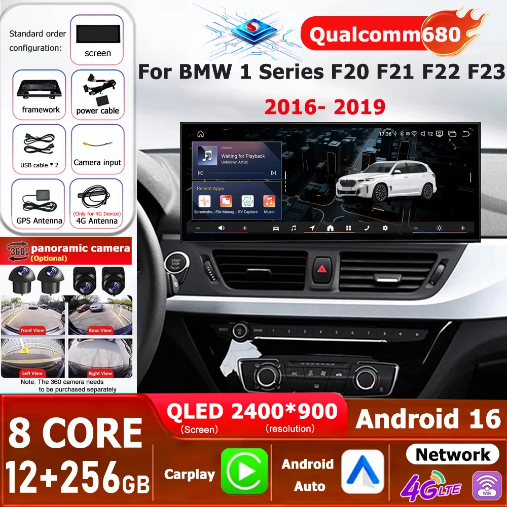 For BMW 1 Series F20 F21 F22 F23 2016 - 2019 NBT EVO System Android 16 CarPlay Car Radio Multimedia Player 4G DSP Stereo WiFi BT