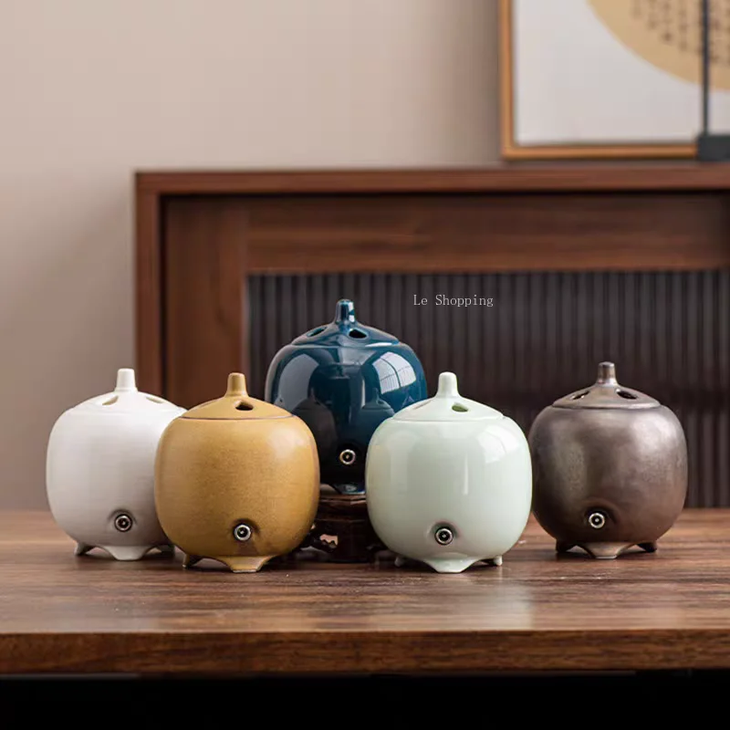 Ceramic Incense Burner Timed Temperature Adjustment Creative Electronic Censer Home Indoor Essential Oils Incense Powder Tools