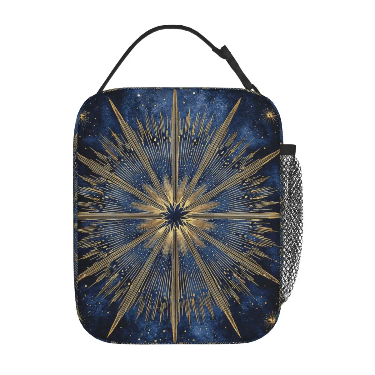 Starry Night Sky With Glowing Golden Star And Constellation Design Insulated Lunch Bag Food Boxes Thermal Lunch Box Tote
