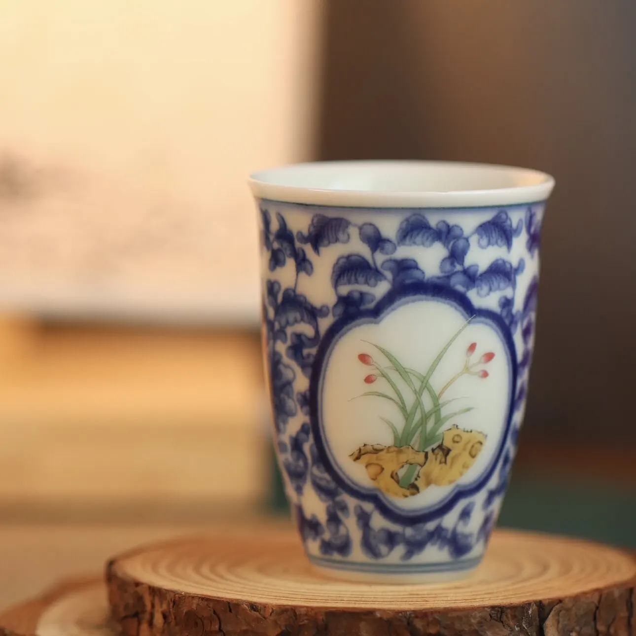 Jingdezhen Ceramic Pastel Orchid Fragrance-Smelling Cup Cup Single Cup Porcelain Konggu Orchid Household Tea Savoring Cup