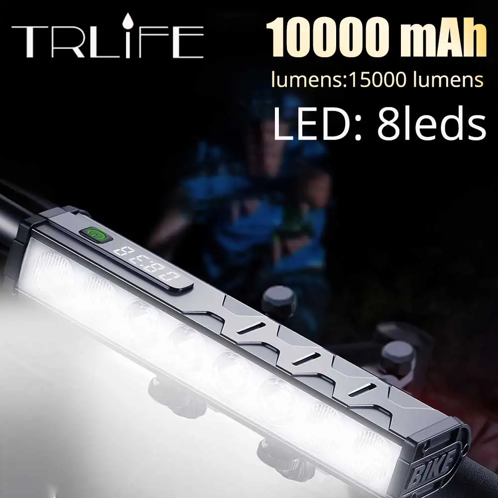 TRLIFE Bicycle Light Front 15000Lumen Bike Light 10000mAh Waterproof Flashlight USB Charging MTB Road Cycling Lamp Accessories