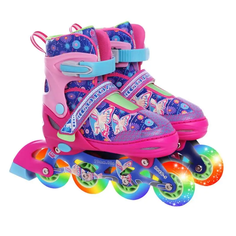 Roller Skates For Girls Sturdy Adjustable Safe Toddler Shoe Reusable Toddler Roller Skating Shoes Multifunctional Light Up