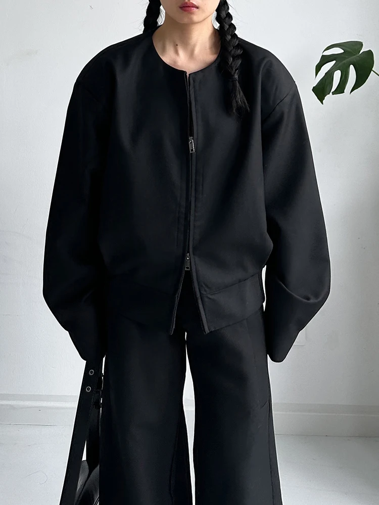 

Mat Nel Костюм Jaet ort Повседневный топ с двойной молнией Свободный крой Корейский Sle Женская модная осенняя верхняя одежда