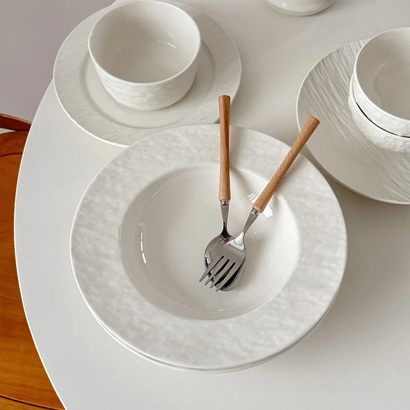 

Ele White Cerc Тарелка для макарон Nordic Sle круглая посуда с каменной текстурой Роскошная миска для супа Итальянский поднос для еды Sle