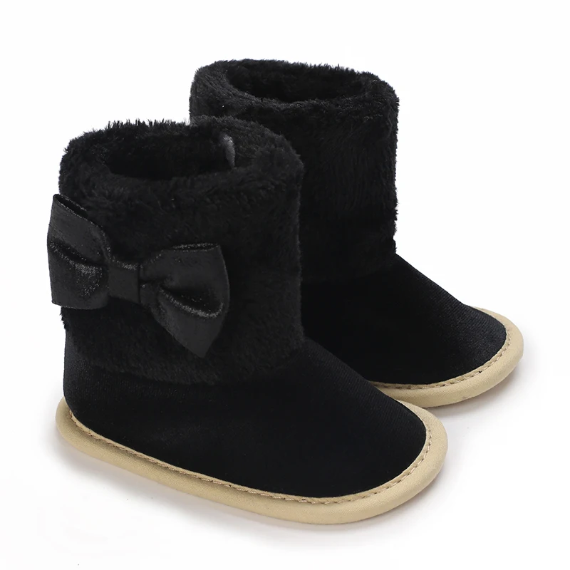 Girls' Fluffy Button-Designed Snow Boots, Winter Indoor and Outdoor Walking Shoes with Fleece Lining