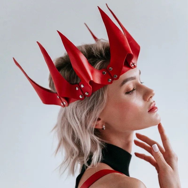 

Новая ретро-корона из кожи в средневековом стиле, унисекс, головной убор для косплея, для LARP, Ренессансных ярмарок, Хэллоуина