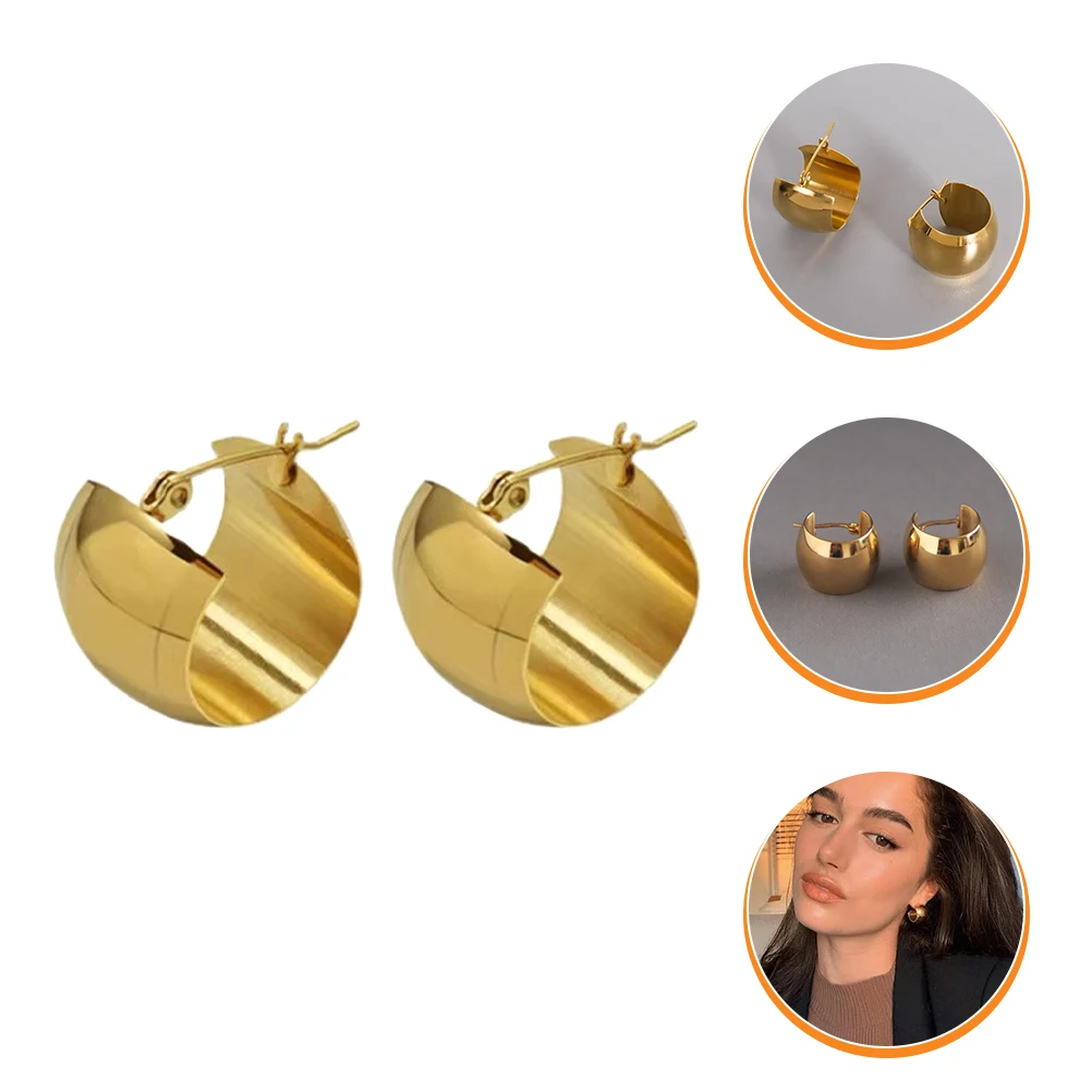 

Titanium Steel Dangle Earrings for Women Fashion C Shaped Loop Statement Wide Ear Accessories Charm Everyday Occasions