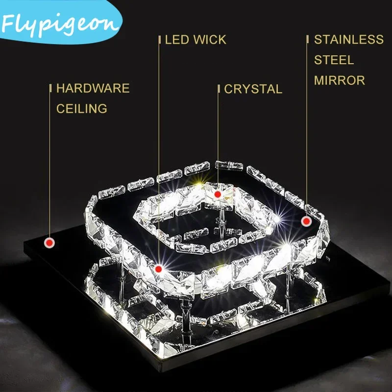 

Luxury LED Square Crystal Ceiling Lamp Modern Indoor Ceiling Lighting Light for Living Room Aisle Corridor Home Decor Lighting
